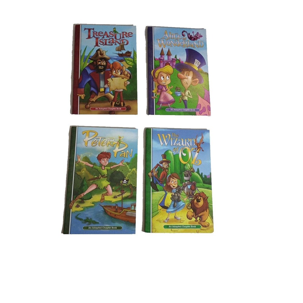 4 chapter books Wizard Of Oz Peter Pan Treasure Island Alice In Wonderland